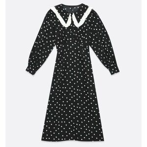 Black Polka Dot Midi Dress by New Look – Flattering Fit, Size М (US 12)